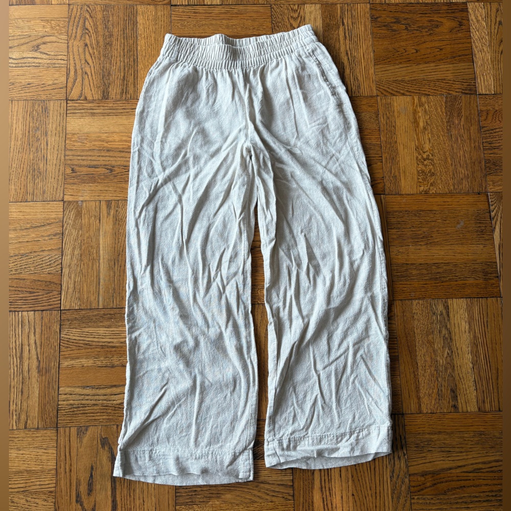 Old Navy Cream Wide Leg Linen Trousers